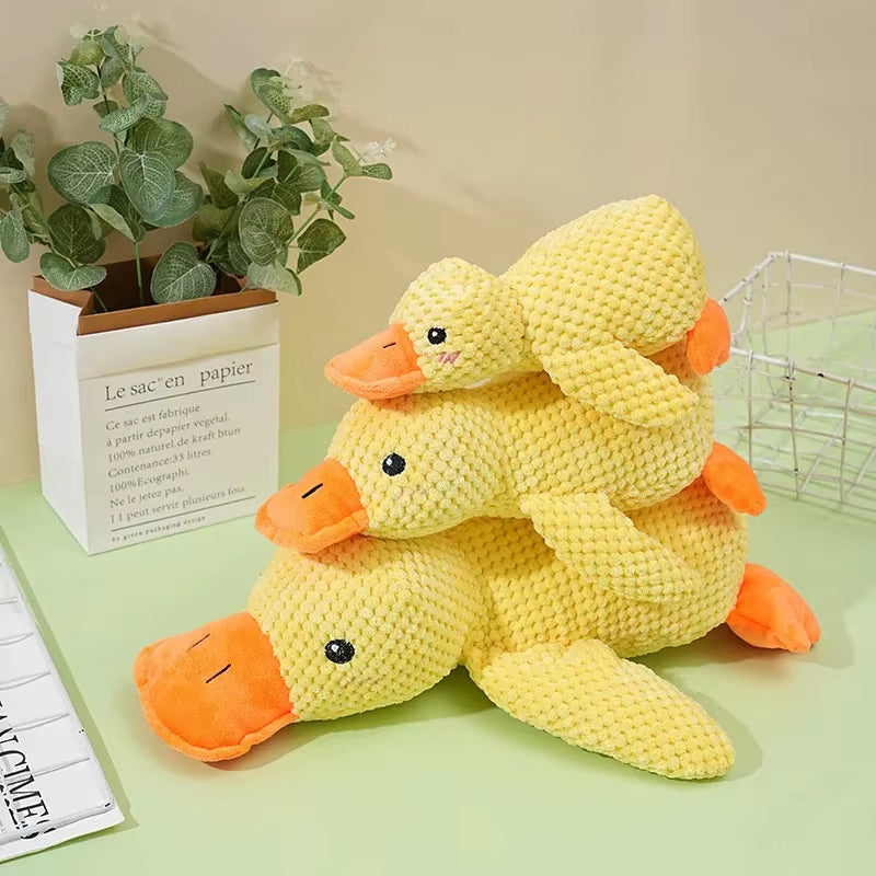 Pet Plush Toy Dog Calming Duck Companion Sleeping Duck Toys Chew Toy Durable Squeaky for Puppy Pet Teeth Cleaning Chew Pet Toy