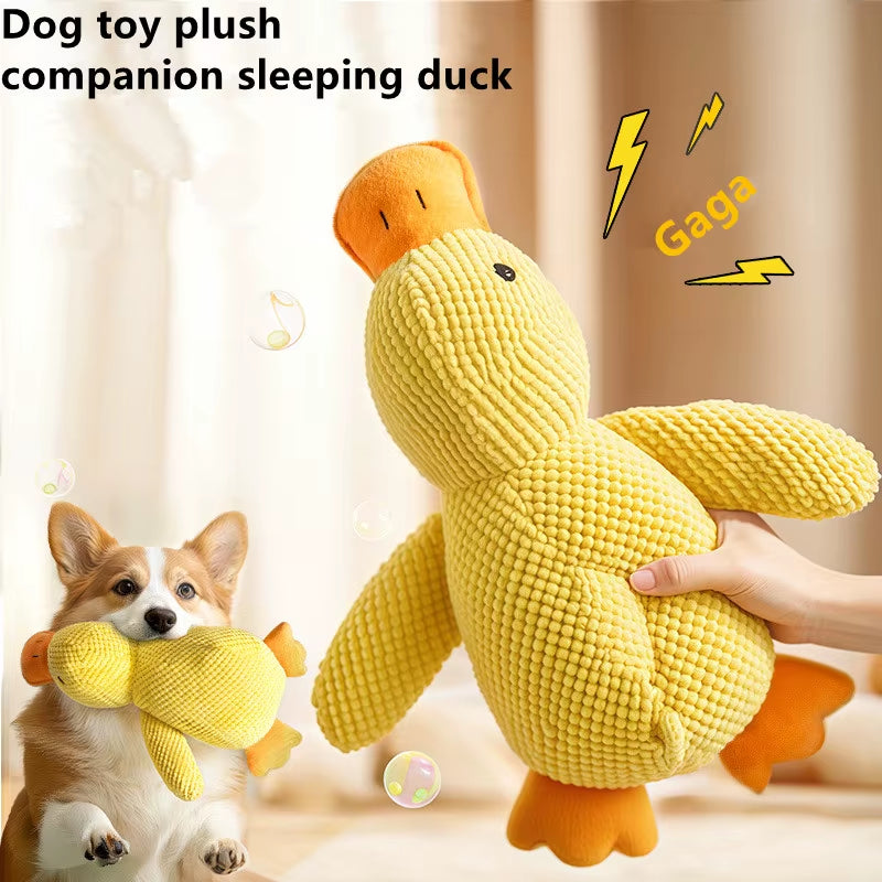 Pet Plush Toy Dog Calming Duck Companion Sleeping Duck Toys Chew Toy Durable Squeaky for Puppy Pet Teeth Cleaning Chew Pet Toy