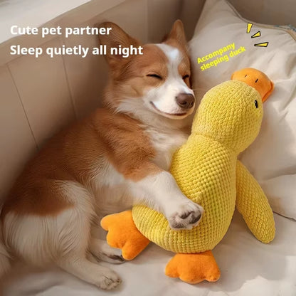Pet Plush Toy Dog Calming Duck Companion Sleeping Duck Toys Chew Toy Durable Squeaky for Puppy Pet Teeth Cleaning Chew Pet Toy