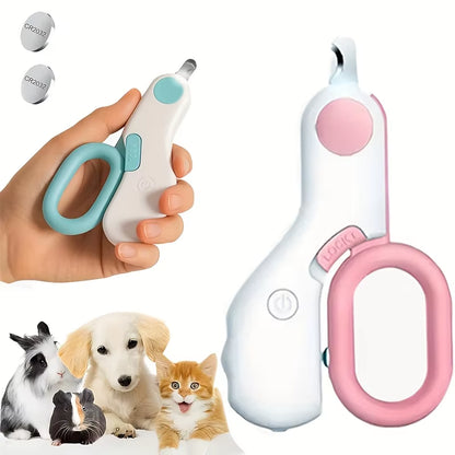 LED Pet Nail Clipper with Blood Line Light - Safety Shield for Kittens/Small Dogs, Stress-Free & Non-Slip Grip