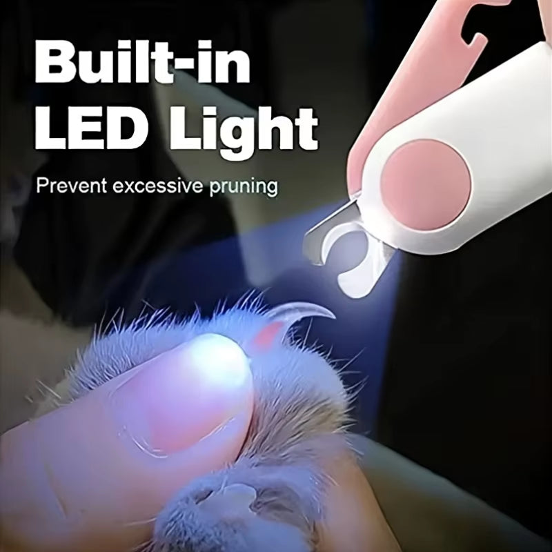 LED Pet Nail Clipper with Blood Line Light - Safety Shield for Kittens/Small Dogs, Stress-Free & Non-Slip Grip