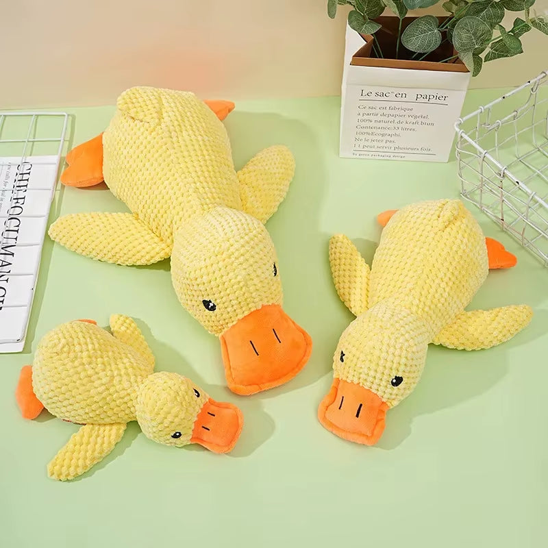Pet Plush Toy Dog Calming Duck Companion Sleeping Duck Toys Chew Toy Durable Squeaky for Puppy Pet Teeth Cleaning Chew Pet Toy