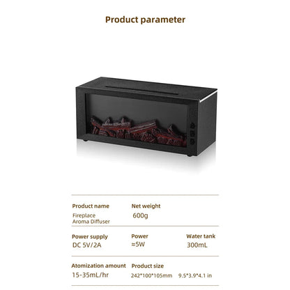 Essential Oils Humidifier with LED Light 4In1 Fireplace Air Humidifier Type C Rechargeable Aroma Diffuser for Home Creative Gift