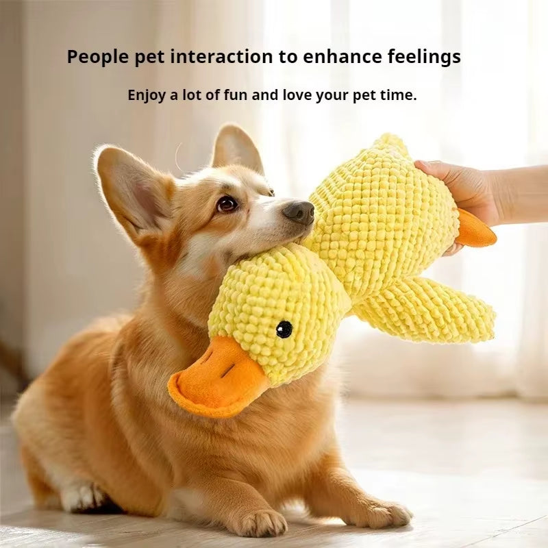 Pet Plush Toy Dog Calming Duck Companion Sleeping Duck Toys Chew Toy Durable Squeaky for Puppy Pet Teeth Cleaning Chew Pet Toy